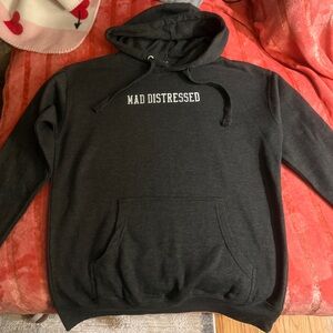 “MAD DISTRESSED” “High Hopes” Charcoal Hoodie Sweatshirt Size L Unisex